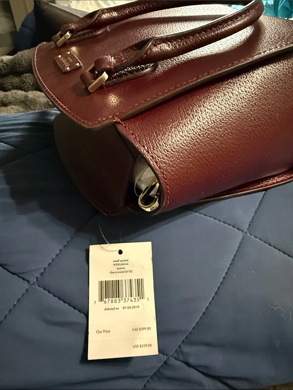 kate spade Burgundy Leather Tote with Matching Wallet Set
